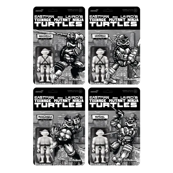 Teenage Mutant Ninja Turtles Reaction Figure Wave 9 - Donatello, Leonardo, Michelangelo & Raphael (Comic Greyscale)